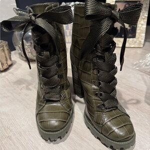 SCHUTZ Olive Green Ankle Boots